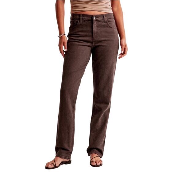 ABERCROMBIE & FITCH 90's Relax Jeans Women 25 Curve Love Brown Straight Cowgirl - Picture 1 of 11